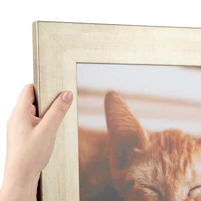 ArtToFrames 4x8 Inch Gold Picture Frame, This 2.00 Inch Custom Poster Frame is Muted Prosecco Gold - Comes with Regular Glass and Corrugated Backing (2WOMBW74-1622-4x8)
