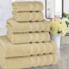 American Soft Linen 100% Carde Cotton 6 Piece Towel Set, 590 GSM Heavy Weight Soft Absorbent Turkish Towels for Bathroom, Sand Taupe view 2