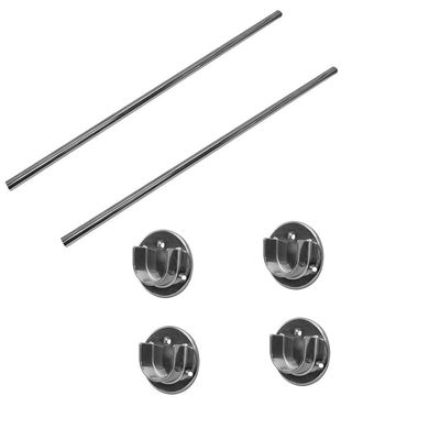 DBM IMPORTS 2 Pc 4 Ft 1-1/4'' Round Tubing Combo with 4 Pc U Flange Half Round Wall Flanges