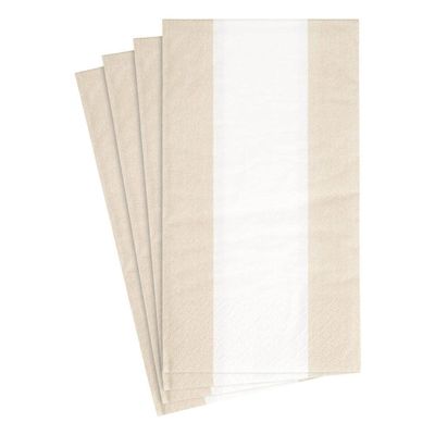 Caspari Bandol Stripe Paper Guest Towel Napkins in Natural, 30 Count