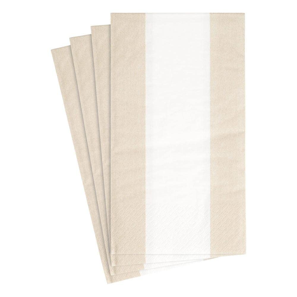 Caspari Bandol Stripe Paper Guest Towel Napkins in Natural, 30 Count