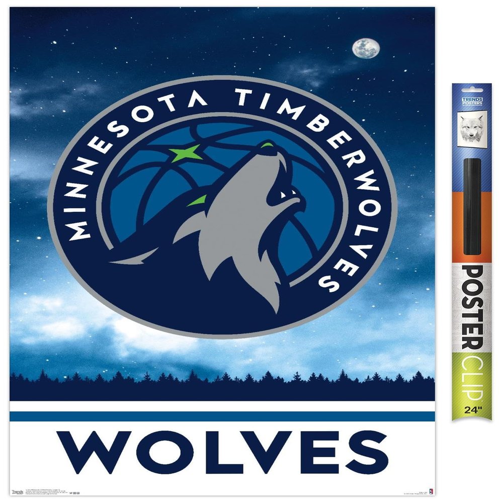 Trends International NBA Minnesota Timberwolves - Logo 18 Wall Poster, 22.375" x 34", Premium Poster & Clip Bundle