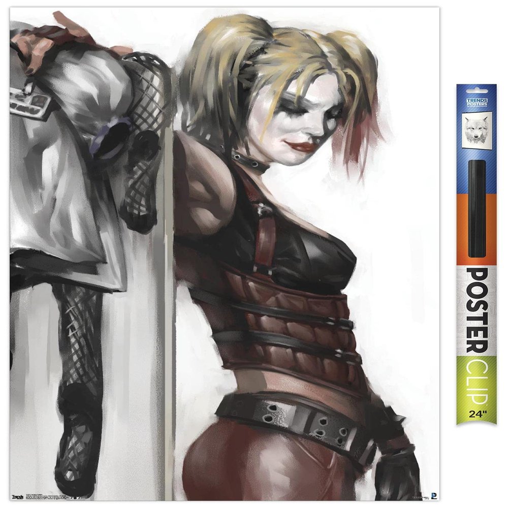 DC Comics Harley Quinn Wall Poster, 34L" x 22.4W", Premium Poster & Clip Bundle