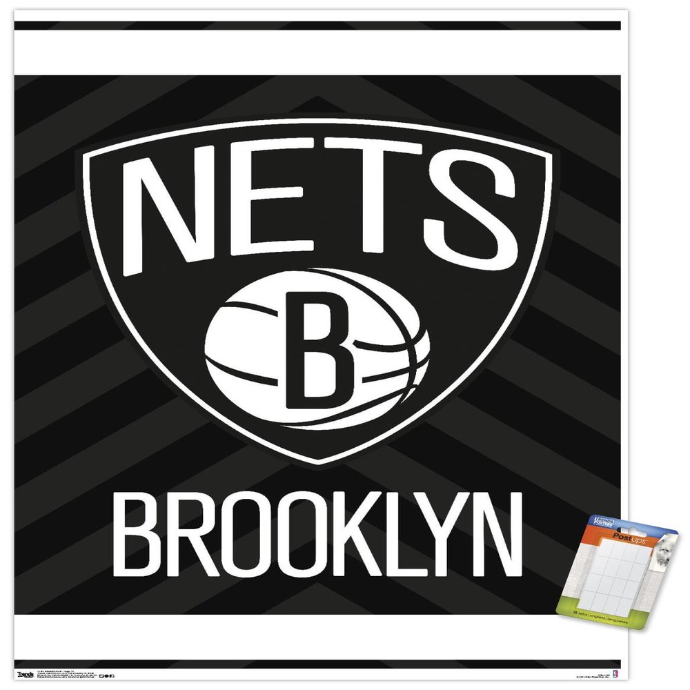 Trends International NBA Brooklyn Nets - Logo 15 Wall Poster, 22.375" x 34", Premium Poster & Mount Bundle