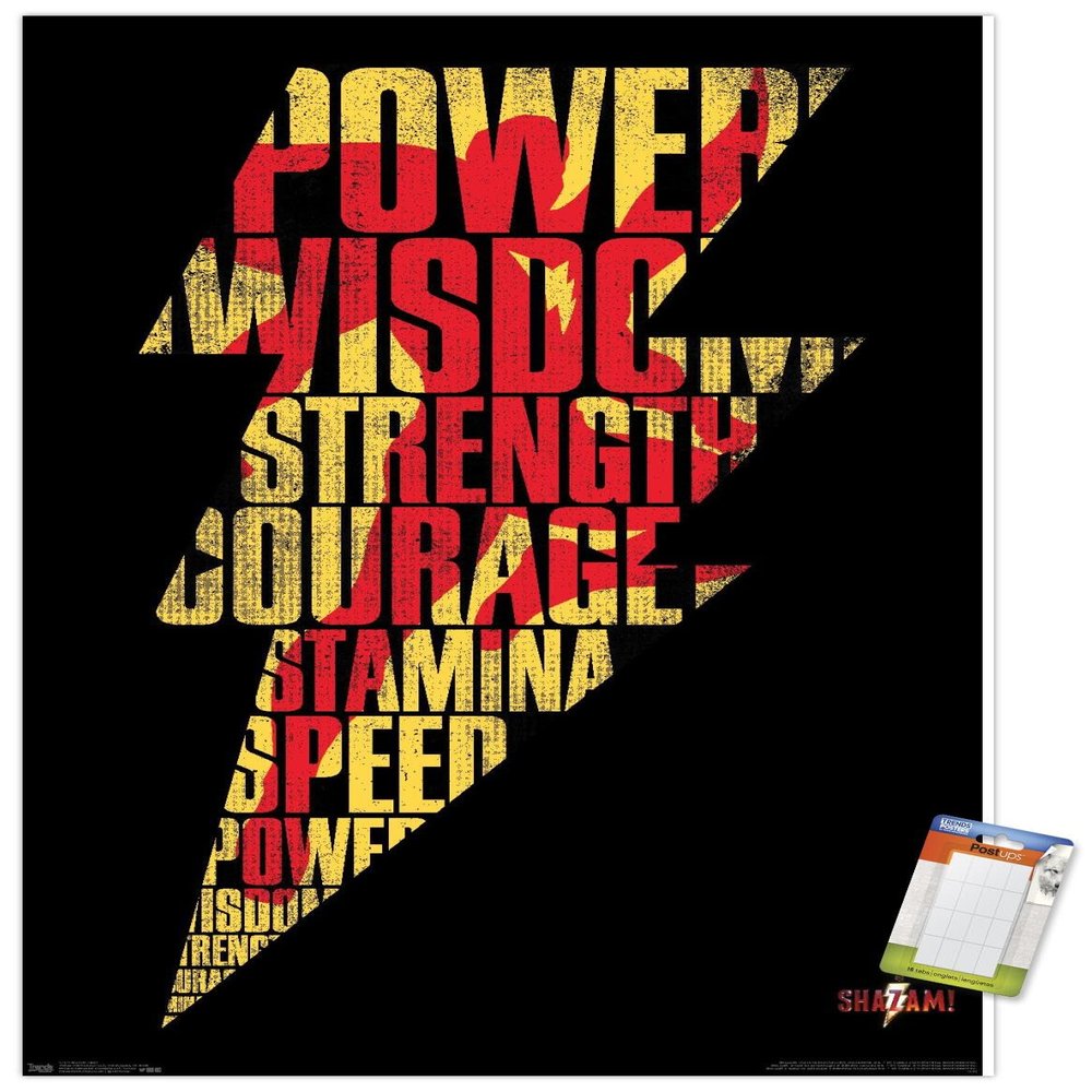 Trends International DC Comics Movie - Shazam - Bolt Wall Poster, 22.375" x 34", Premium Poster & Mount Bundle