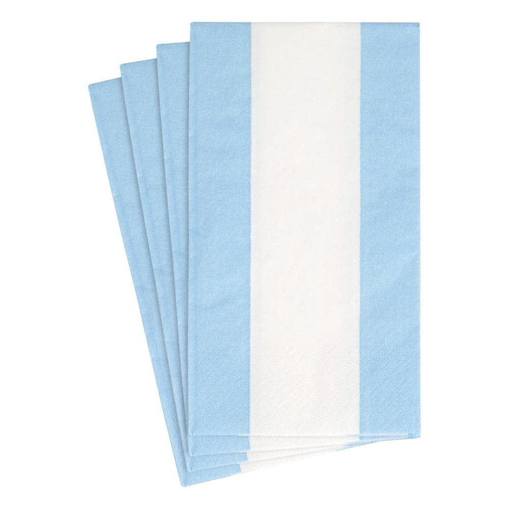 Caspari Bandol Stripe Paper Guest Towel Napkins in Light Blue, 30 Count