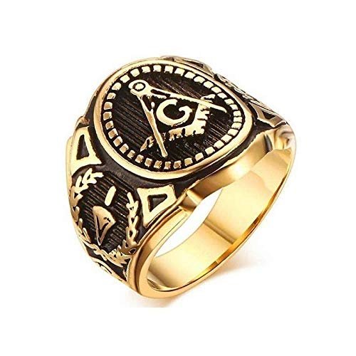 Bansriracha Retro Mason Freemason Masonic Symbols G Templar Rings for Men Punk Cool Master Free Men's Signet Ring Gifts Wholesale (EA724-1, 7)