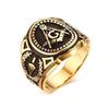 Bansriracha Retro Mason Freemason Masonic Symbols G Templar Rings for Men Punk Cool Master Free Men's Signet Ring Gifts Wholesale (EA724-1, 7) view 1