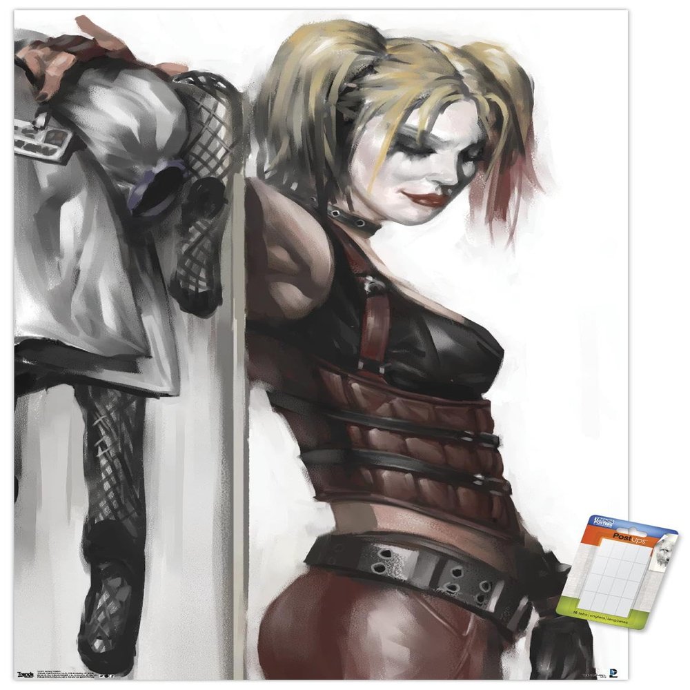 DC Comics Harley Quinn Wall Poster, 34L" x 22.4W", Premium Poster & Mount Bundle