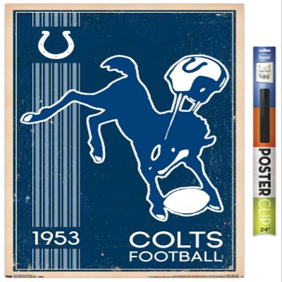 Trends International NFL Indianapolis Colts - Retro Logo 14 Wall Poster, 22.375" x 34", Premium Poster & Clip Bundle