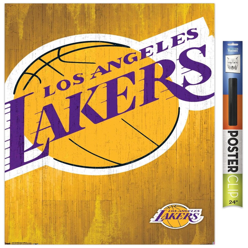 Trends International NBA Los Angeles Lakers - Logo 13 Wall Poster, 22.375" x 34", Premium Poster & Clip Bundle