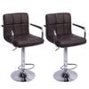 Layee Set of 2 Adjustable Bar Stools, Swivel Barstool Chairs with Back and Armrest, Pub Kitchen Counter Height Round Cushion Barstools 360 Degree Swivel Stool, Coffee view 1
