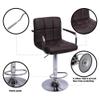 Layee Set of 2 Adjustable Bar Stools, Swivel Barstool Chairs with Back and Armrest, Pub Kitchen Counter Height Round Cushion Barstools 360 Degree Swivel Stool, Coffee view 4