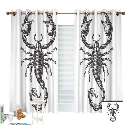 ZXAWT Curtains/Grommet Top Blackout Curtains/Thermal Insulated Curtain for Bedroom and Kitchen-Set of 2 Panels(Scorpion Photo W 63"*L 63")