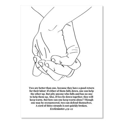 Ecclesiastes 4:9-12 A Cord of Three Strands Is Not Quickly Broken Line Art Sketch Print, Unframed