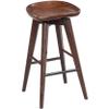 Benjara Contoured Seat Wooden Frame Swivel Barstool with Angled Legs, Brown view 1