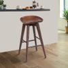 Benjara Contoured Seat Wooden Frame Swivel Barstool with Angled Legs, Brown view 2