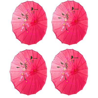 TJ Global PACK OF 4 Japanese Chinese Kids Size 22" Umbrella Parasol For Wedding Parties, Photography, Costumes, Cosplay, Decoration And Other Events - 4 Umbrellas (Hot Pink)