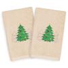 Authentic Hotel and Spa Turkish Cotton Christmas Trees Beige Set of 2 Hand Towels view 1