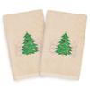 Authentic Hotel and Spa Turkish Cotton Christmas Trees Beige Set of 2 Hand Towels view 2