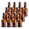 Barcaloo 16oz Amber Glass Beer Bottles for Home Brewing - 12 Pack with Flip Caps - Family Owned American Brand view 1