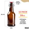Barcaloo 16oz Amber Glass Beer Bottles for Home Brewing - 12 Pack with Flip Caps - Family Owned American Brand view 2