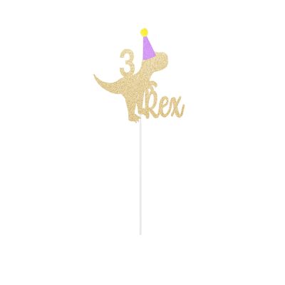 3 Rex Dinosaur Cake Topper - 3rd Birthday Dino Party