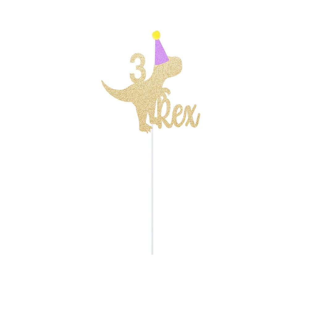 3 Rex Dinosaur Cake Topper - 3rd Birthday Dino Party