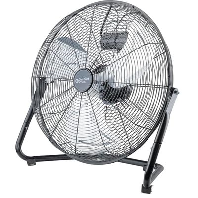 Comfort Zone 20-Inch High-Velocity Industrial Floor Fan, Heavy-Duty 3-Speed Metal Shop Fan with 180 Adjustable Tilt & Carry Handle, Quiet Vibration-Free Cooling for Garage, Workshop, & Home