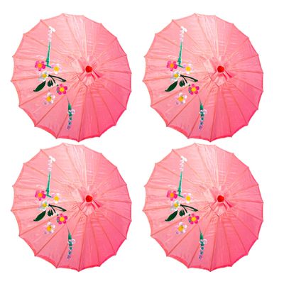 TJ Global PACK OF 4 Japanese Chinese Kids Size 22" Umbrella Parasol For Wedding Parties, Photography, Costumes, Cosplay, Decoration And Other Events - 4 Umbrellas (Pink)