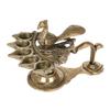 Kartique Brass Heavy Weight Pancharti Diya Oil Lamp Pach Aarti Jyoti Puja Dia Temple Pooja Gifts Decor Paanch 5 in1 Big Batti Arti Diya with Peacock Handle view 1