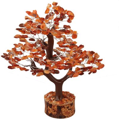 TALO Gemstone Money Tree Feng Shui Bonsai for Reiki Healing Chakra Stone Balancing Energy Generator Spiritual Meditation (Carnelian (Silver Wire))