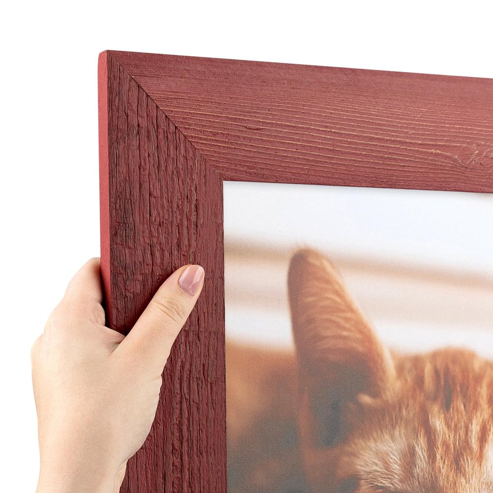 ArtToFrames 11x45 Inch Red Picture Frame, This 2.50 Inch Custom Poster Frame is Real Reclaimed Red Barnwood 2.5 Inch - Comes with Economy Acrylic and Corrugated Backing (2WOMRFB-250-BRD-11x45)