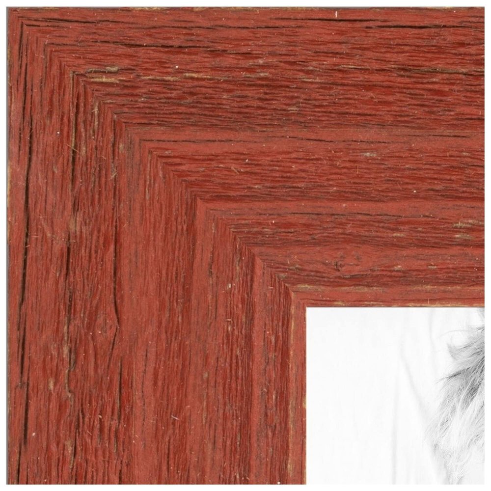 ArtToFrames 28x33 Inch Red Picture Frame, This 1.50 Inch Custom Poster Frame is Real Reclaimed Red Barnwood - Comes with Economy Acrylic and Corrugated Backing (2WOMRFB-150-BRD-28x33)