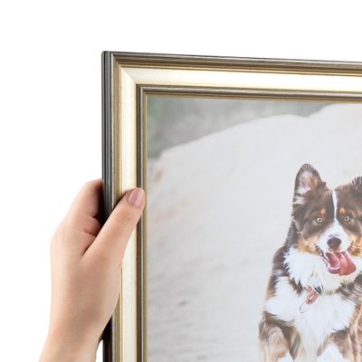 ArtToFrames 23x32 Inch Silver Picture Frame, This 1.38 Inch Custom Wood Poster Frame is Antique Silver Panel - Comes with Economy Acrylic and Corrugated Backing (2WOMD8981-23x32)
