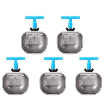 5Pcs Stainless Steel Automatic Rabbit Drinker Nipple Drinking Bowl Waterer Farm Accessory(Large Bowl with Tee Connector )