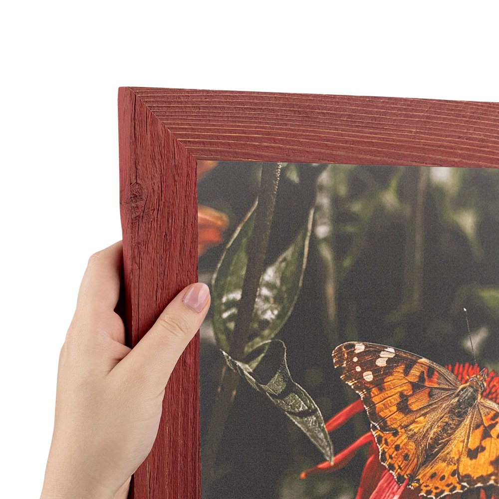 ArtToFrames 23x49 Inch Red Picture Frame, This 1.50 Inch Custom Poster Frame is Real Reclaimed Red Barnwood - Comes with Economy Acrylic and Corrugated Backing (2WOMRFB-150-BRD-23x49)