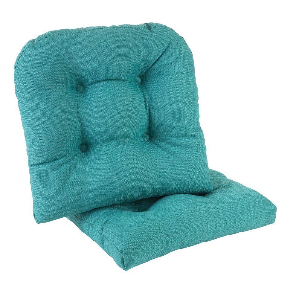 Klear Vu Gripper Overstuffed Universal Non-Slip Dining Chair Cushions for Kitchen Decor or Office Use, U-Shaped Skid-Proof Seat Pad, 17x17 Inches, 2 Count (Pack of 1), Solid Teal