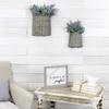 AuldHome Design Wall Hanging Baskets (Set of 2, Gray); Woven Wicker Rustic Farmhouse Gray Washed Door Baskets, Small and Medium Size view 4