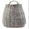 AuldHome Design Wall Hanging Pocket Basket; Woven Wicker Rustic Farmhouse Gray Washed Long Basket; 17 x 9 x 5 Inches view 1