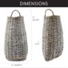 AuldHome Design Wall Hanging Pocket Basket; Woven Wicker Rustic Farmhouse Gray Washed Long Basket; 17 x 9 x 5 Inches view 3