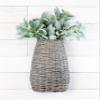 AuldHome Design Wall Hanging Pocket Basket; Woven Wicker Rustic Farmhouse Gray Washed Long Basket; 17 x 9 x 5 Inches view 4