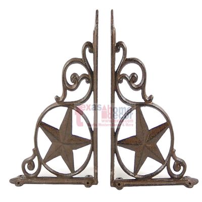 2 Western Star Shelf Bracket Set Cast Iron Rustic Decorative Doorway Accent