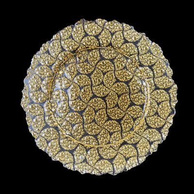 BlueJay Avenue Clear Glass Charger Plate, Set of 4, Gold, Electroplated