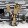 Home Basics Grid Free-Standing Utensil Holder with Mesh Bottom, Black (2) view 3
