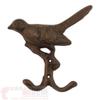 Bird Cast Iron Double Hook Hanger Antique Style Rustic Brown Keys Coat Towel Cap view 1