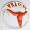 23" Longhorn UT Welcome Sign Burnt Orange Distressed Rustic Metal Plaque Stars view 2