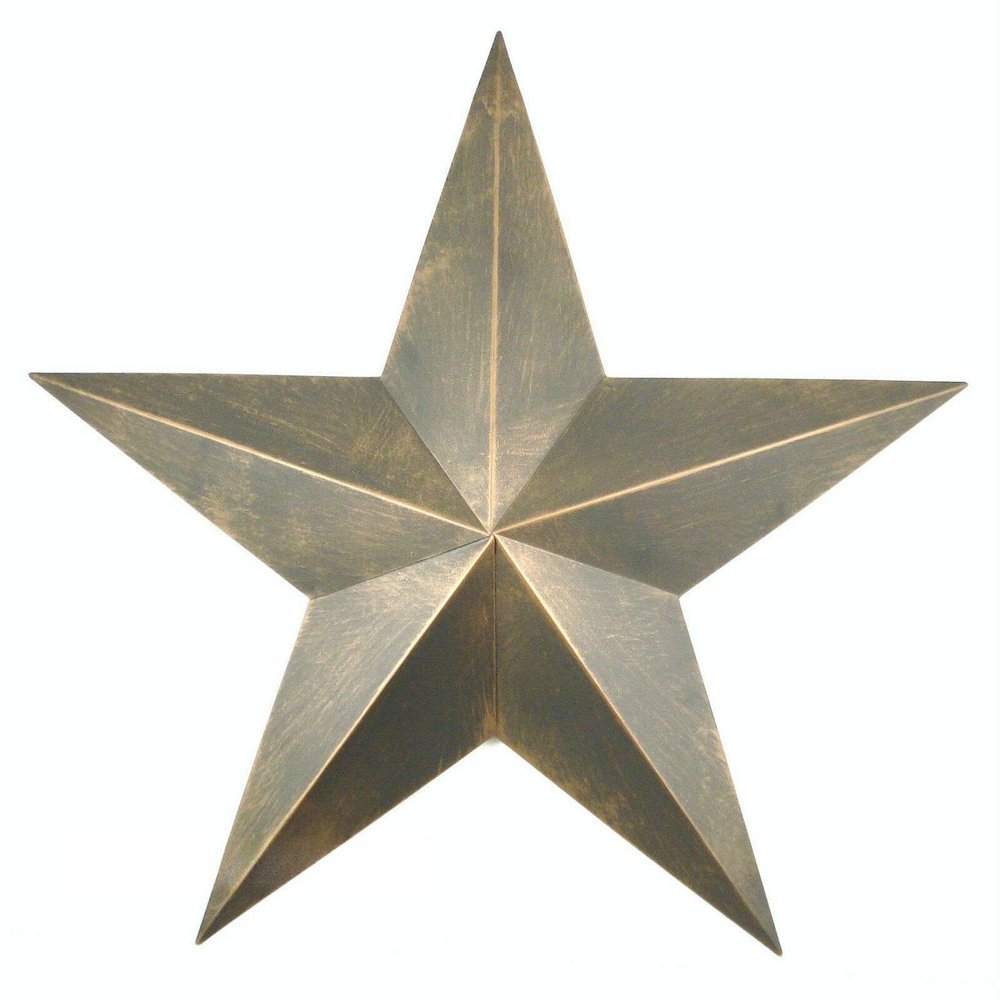 22" Tin Metal Texas Barn Star Western Rustic Wall Decor Plaque Brushed Copper