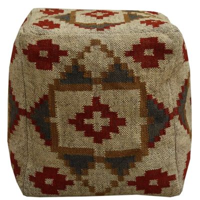 Trade Star 70% Jute 30% Wool Pouffe Cover Kilim Pouf Cover Floor Pouf Cover for Living Room Authentic Handwooven Ottoman Footstool Cover Vintage Rustic Home Decor Seating Poufcase (Pattern 1)