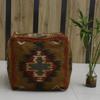Trade Star 70% Jute 30% Wool Kilim Pouf Cover Seating Pouffe Cover Beautiful Indian Handmade Pouffe Foot Stool Case Ethnic Rustic Handwoven Ottoman Pouf Case for Dining Room (Pattern 3) view 1